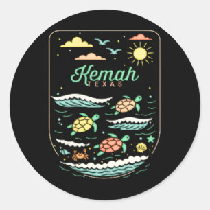 Kemah Tx Cute Beach Vacation Sea Turtle Lover Classic Round Sticker