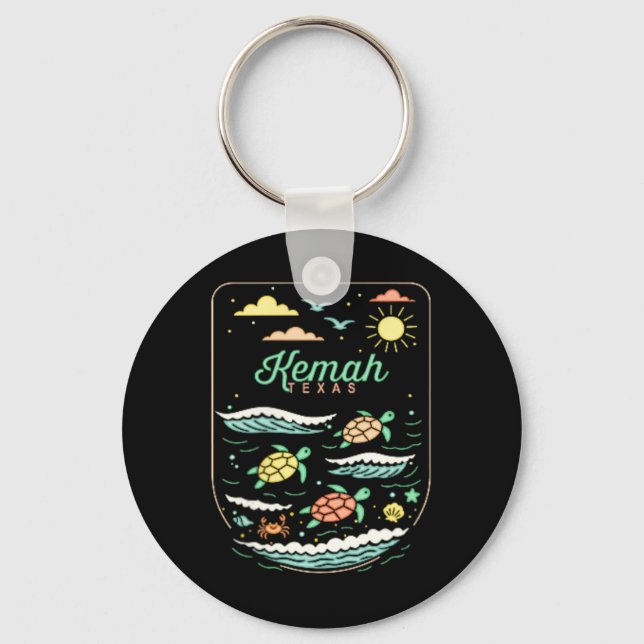Kemah Tx Cute Beach Vacation Sea Turtle Lover  Keychain (Front)