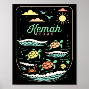 Kemah Tx Cute Beach Vacation Sea Turtle Lover Poster