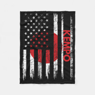 Kempo American Flag Karate Japanese Martial Arts Fleece Blanket