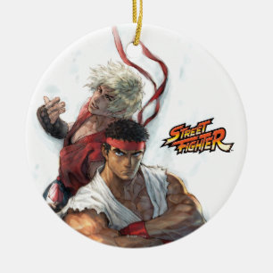 Ken and Ryu Ceramic Ornament