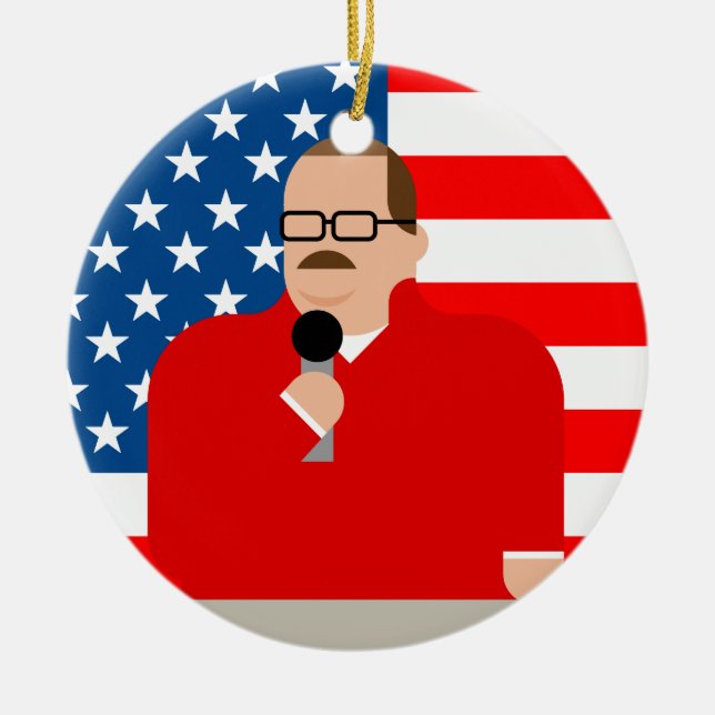 Ken Bone Christmas Ornament: American Flag Ceramic Ornament (Front)