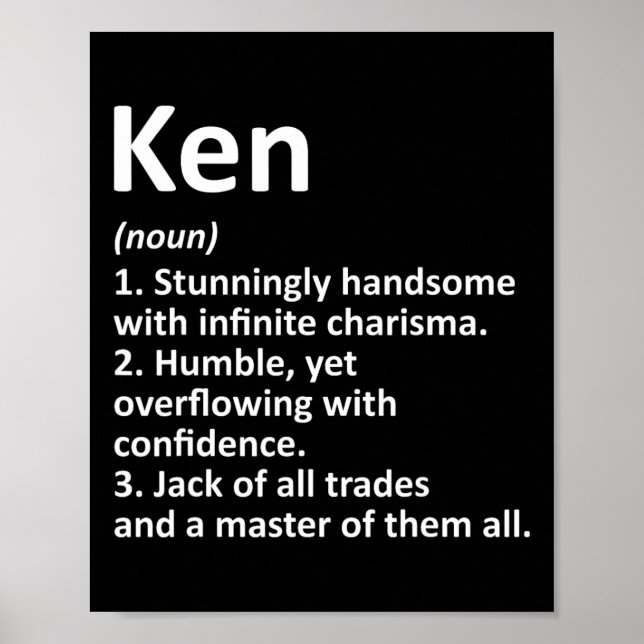 Ken Definition Personalized Name Fun Birthday Gift Poster (Front)