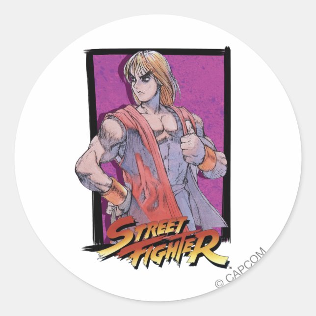 Ken Masters Classic Round Sticker (Front)