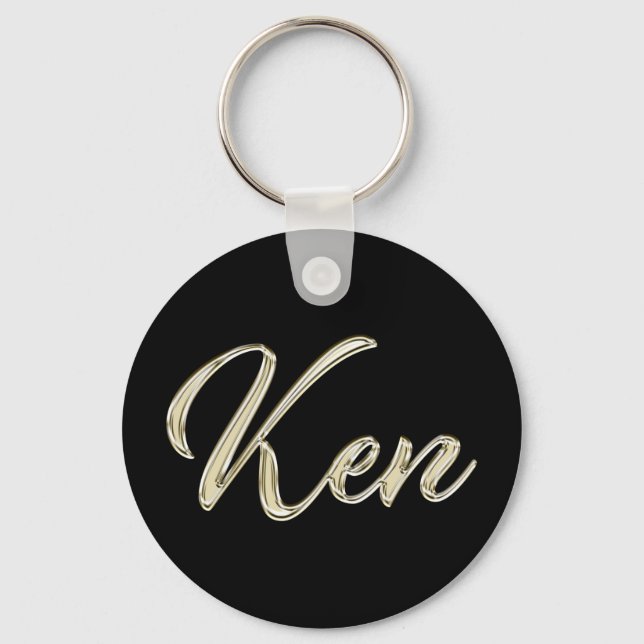 Ken Name whitegold Button Schlüsselanhänger Keychain (Front)
