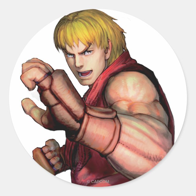Ken Ready to Fight Classic Round Sticker (Front)