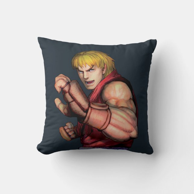 Ken Ready to Fight Throw Pillow (Front)