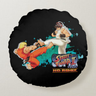 Ken Vs. Ryu 2 Round Pillow