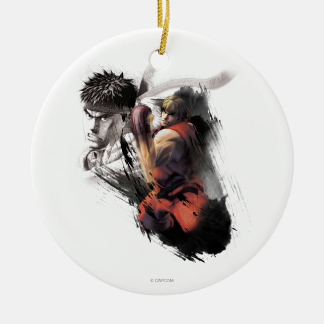 Ken Vs. Ryu Ceramic Ornament (Front)