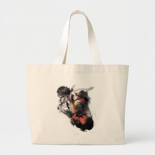 Ken Vs. Ryu Large Tote Bag (Front)