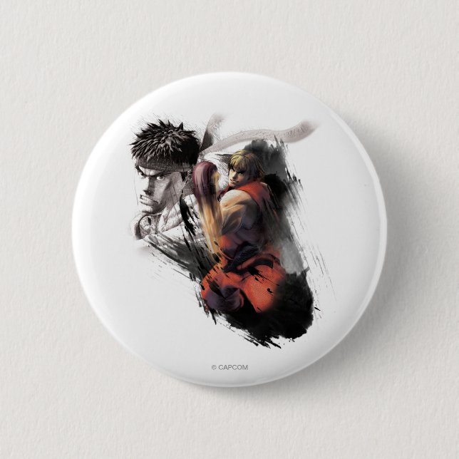 Ken Vs. Ryu Pinback Button (Front)