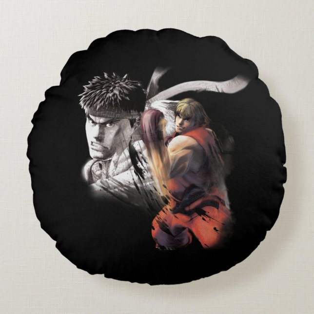Ken Vs. Ryu Round Pillow (Front)