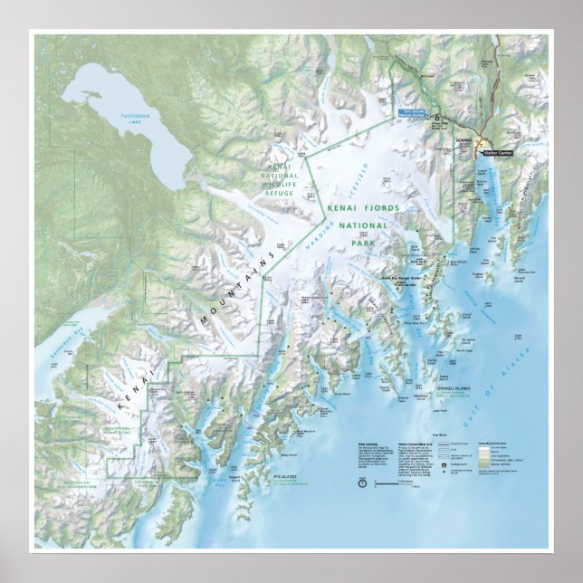 Kenai Fjords map poster (Front)