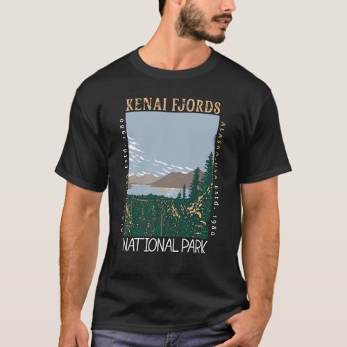Kenai Fjords National Park Alaska Retro Distressed T_Shirt