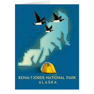 Kenai Fjords National Park Alaska travel map Card