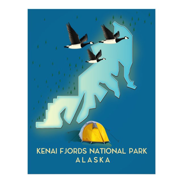 Kenai Fjords National Park Alaska travel map Photo Print (Front)