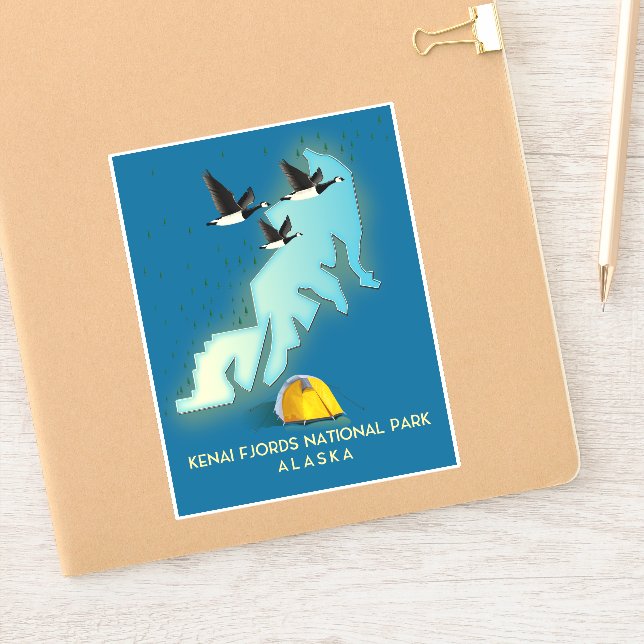 Kenai Fjords National Park Alaska travel map Sticker (Notebook)