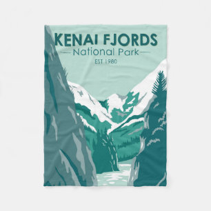 Kenai Fjords National Park Alaska Vintage Fleece Blanket