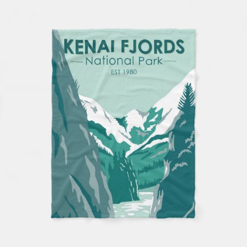 Kenai Fjords National Park Alaska Vintage  Fleece Blanket