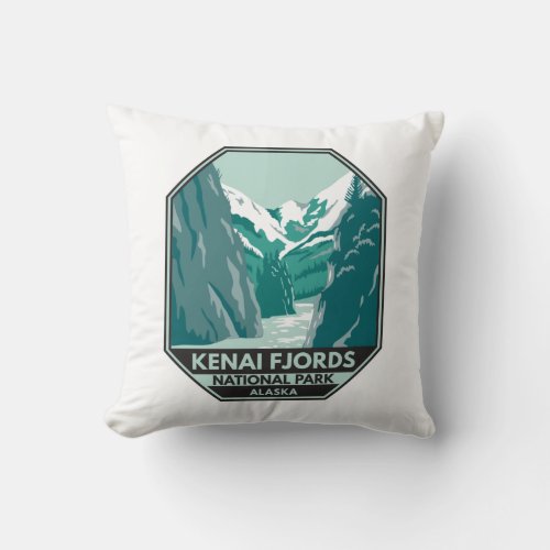 Kenai Fjords National Park Alaska Vintage  Throw Pillow