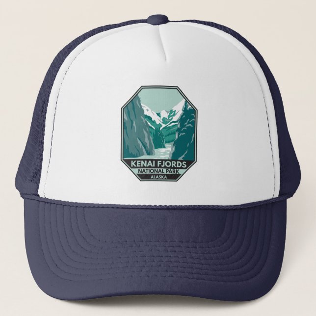 Kenai Fjords National Park Alaska Vintage Trucker Hat (Front)