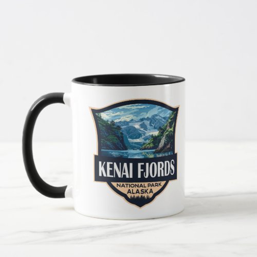 Kenai Fjords National Park Illustration Retro Art Mug