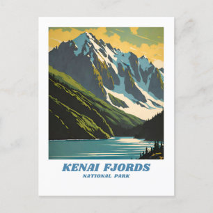 Kenai Fjords National Park illustration retro Vaca Postcard