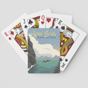 Kenai Fjords National Park Illustration Travel Art Poker Cards