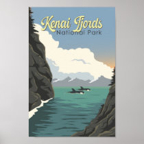 Kenai Fjords National Park Illustration Travel Art