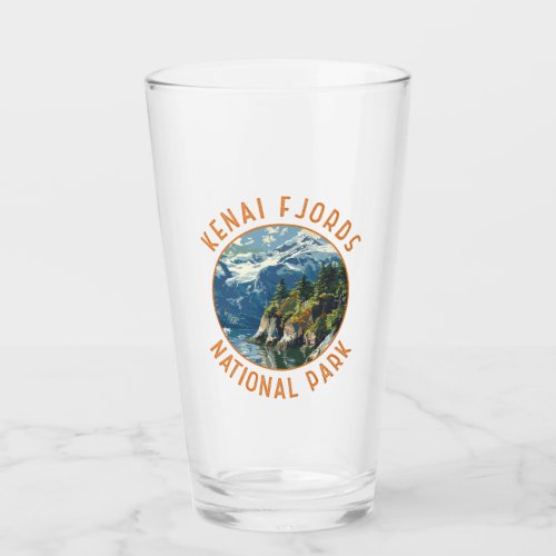 Kenai Fjords National Park Retro Distressed Circle Glass