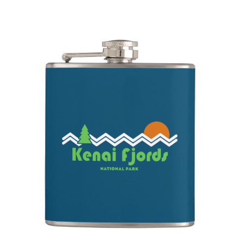Kenai Fjords National Park Retro Flask