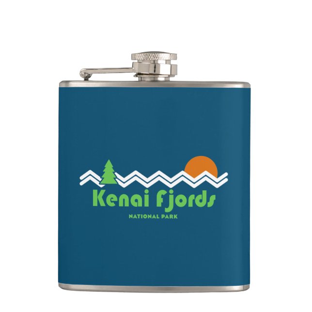 Kenai Fjords National Park Retro Flask (Front)