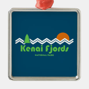 Kenai Fjords National Park Retro Metal Ornament