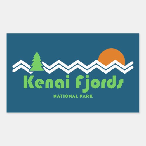 Kenai Fjords National Park Retro Rectangular Sticker