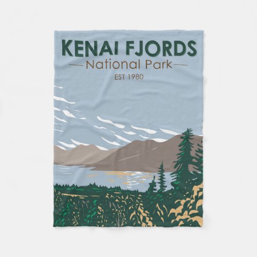 Kenai Fjords National Park Skilak Vintage Fleece Blanket