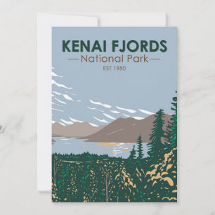 Kenai Fjords National Park Skilak Vintage Holiday Card