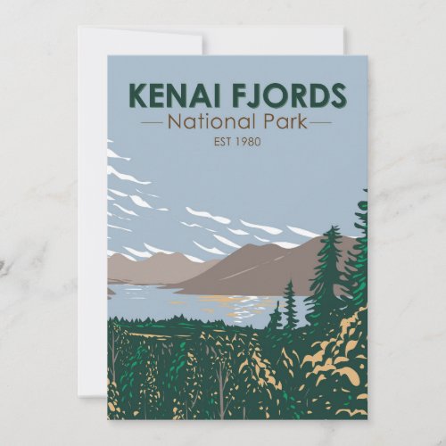 Kenai Fjords National Park Skilak Vintage  Holiday Card