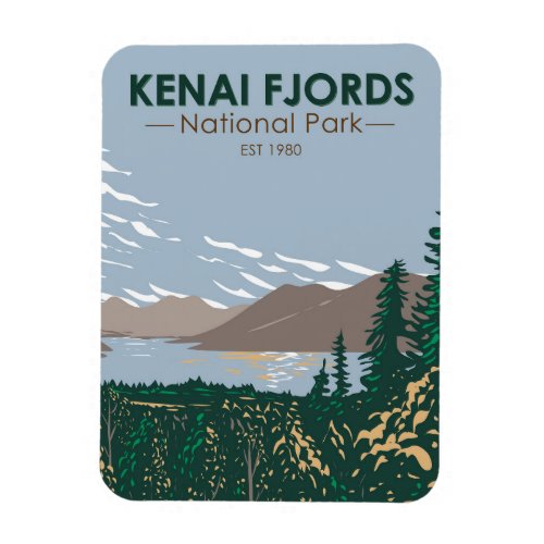 Kenai Fjords National Park Skilak Vintage Magnet