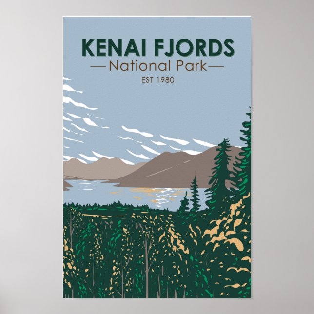 Kenai Fjords National Park Skilak Vintage Poster (Front)