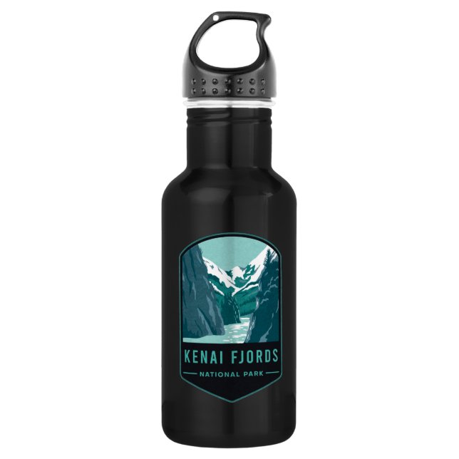 Kenai Fjords National Park Stainless Steel Water Bottle (Front)