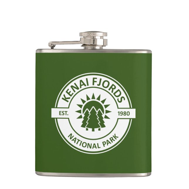 Kenai Fjords National Park Sun Trees Flask (Front)