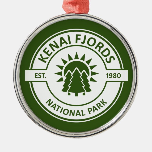 Kenai Fjords National Park Sun Trees Metal Ornament (Front)