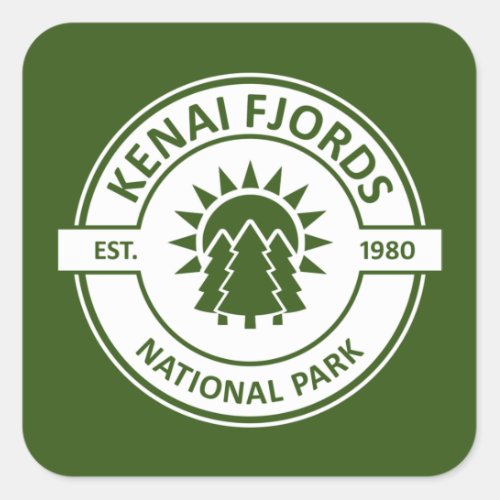 Kenai Fjords National Park Sun Trees Square Sticker