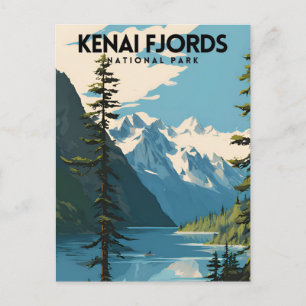 Kenai Fjords National Park Travel Poster Postcard