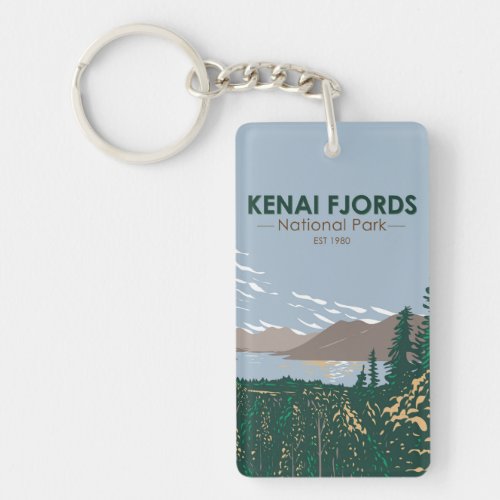 Kenai Fjords National Park Vintage Double Sided Keychain