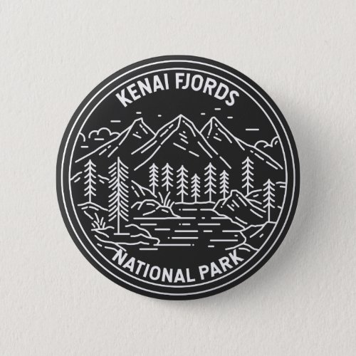 Kenai Fjords National Park Vintage Monoline   Button