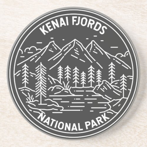 Kenai Fjords National Park Vintage Monoline  Coaster