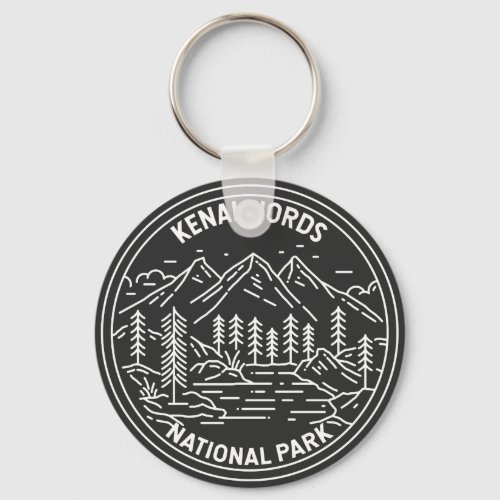 Kenai Fjords National Park Vintage Monoline  Keychain