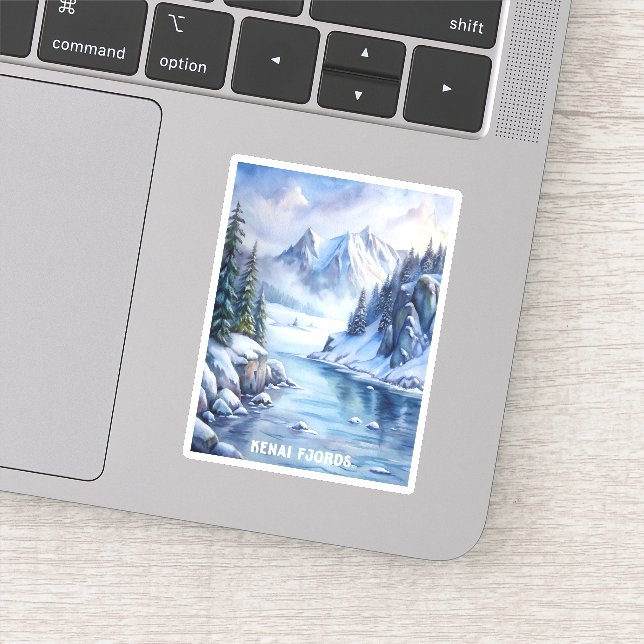 Kenai Fjords National Park Watercolor Painting  Sticker (Detail)