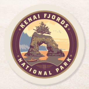Kenai Fjords National Parks Round Paper Coaster